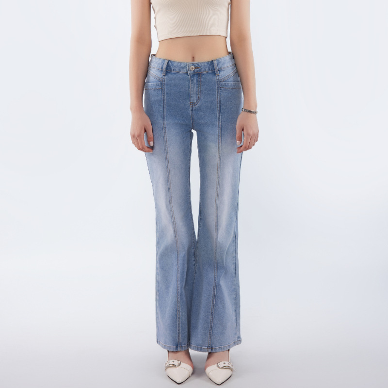 欧美复古牛仔裤女直筒裤休闲中腰阔腿裤显瘦时尚女装长裤跨境货源