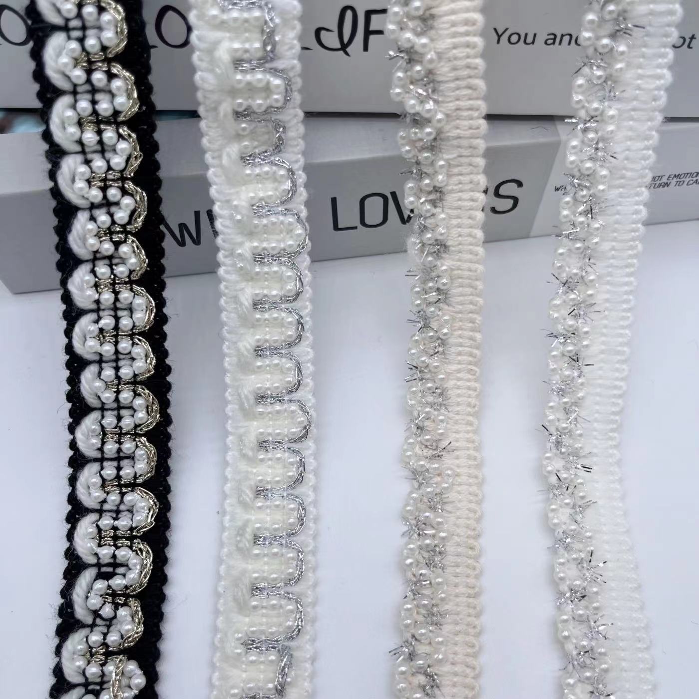 Gold And Silver Strand Pearl Three-Dimensional Sewing Home Textile Accessories Clothing Shoes And Hats Dny Handmade Pearl Lace Webbing