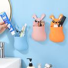 家用新款卡通兔置物架壁挂式收盒免打孔兔子置物架化妆工具整理盒