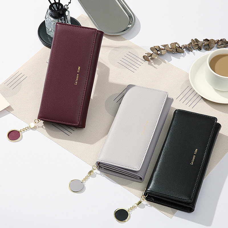 Overseas Taobao New Wallet Women Korean Version Long Three Fold Mobile Phone Bag Hand Bag Wholesale Money Clip Creative Hanging Card Bag details Picture