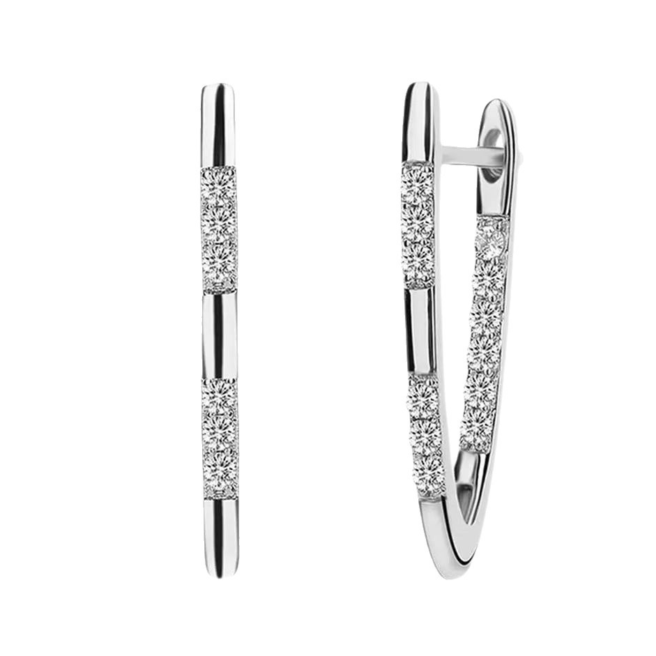 The new fashionable micro-inlaid zircon V-shaped high-end earrings are unique geometric earrings for women, with a distinctive and niche style that exudes a trendy vibe Item Picture