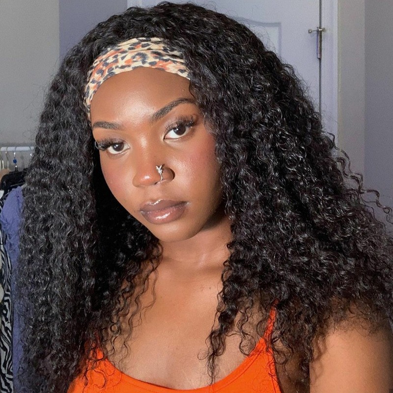 kinky curly headband wig