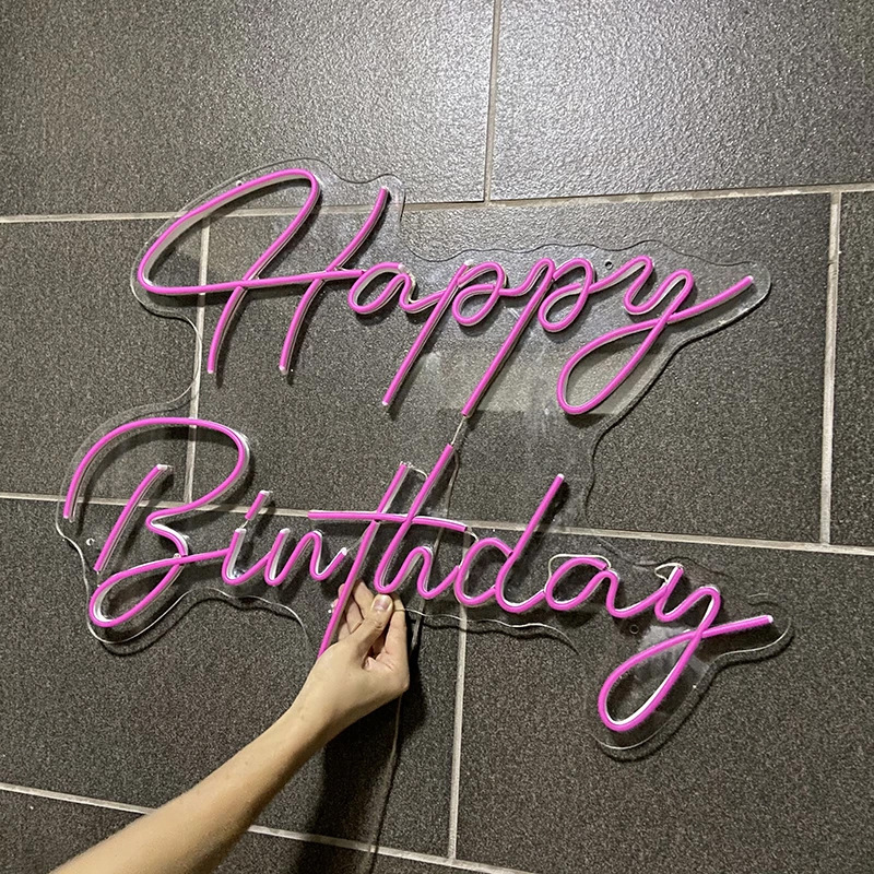 happybirthday生日快乐霓虹灯新年party字母灯LED发光字装饰灯牌