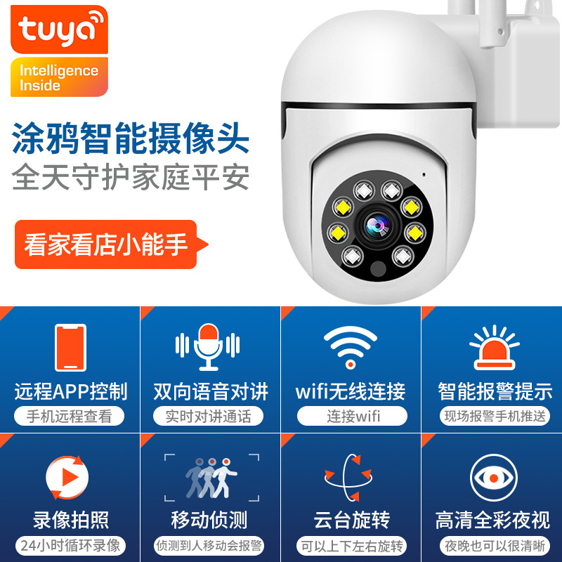 5MP/4K high-definition graffiti home indoor compact wireless WIFI wall-mounted shaking TUYA security surveillance camera details Picture