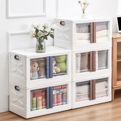 Storage box Household Foldable Plastic Clothing Closet Book Organizer Box Double Door Toys Snacks Storage box 0753 thumbnail
