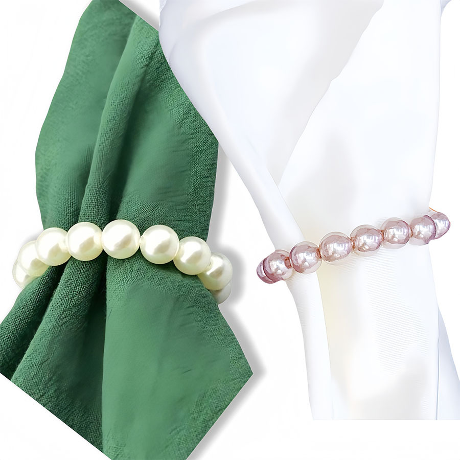 Cross-border pearl tissue paper, napkin ring, wedding napkin ring, elastic pearl ring, hotel table setting, fixed decoration