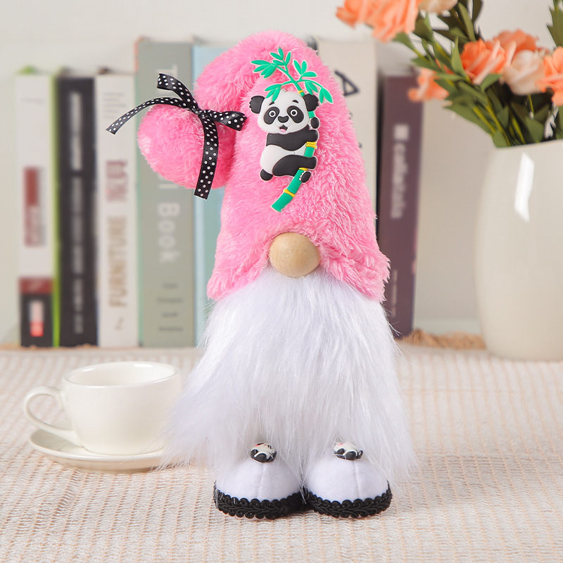 Hong Kong love cross-border faceless old man standing figure decoration cute panda dwarf doll tabletop window decoration full figure
