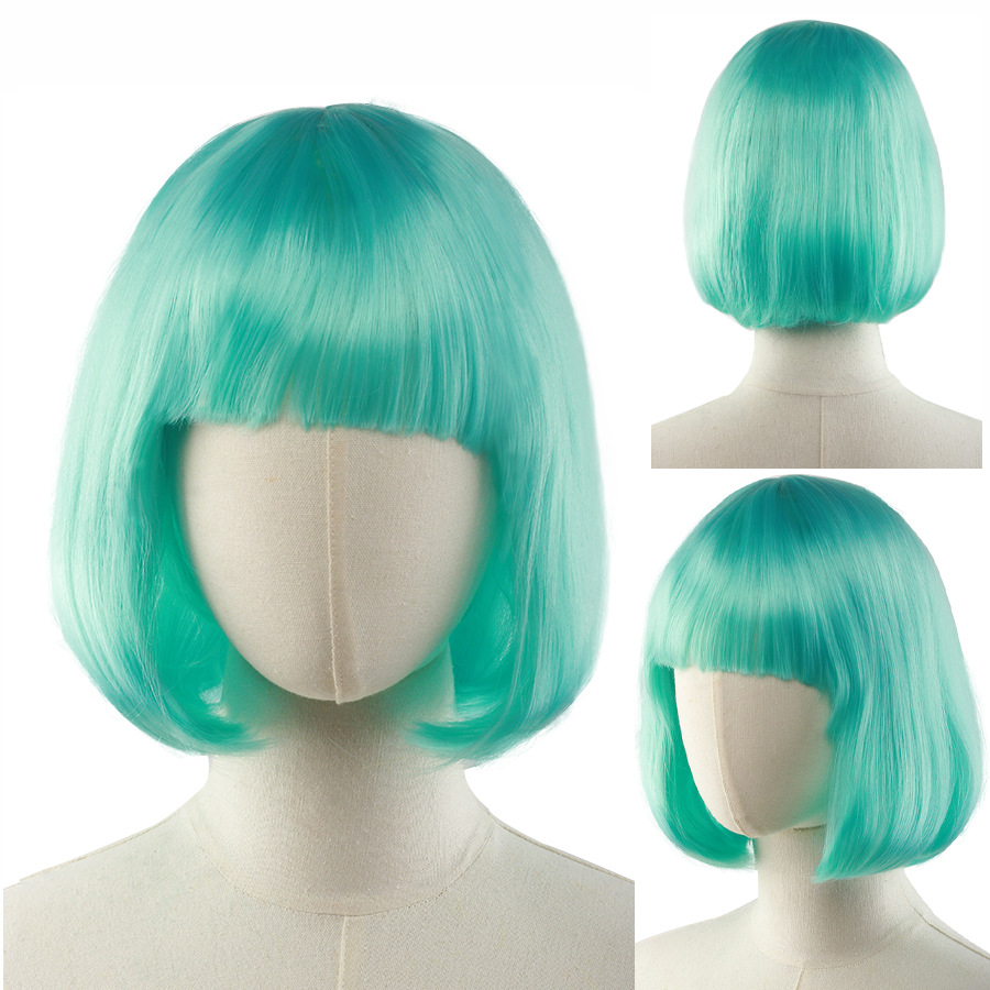 Cos动漫假发彩色短直发 工厂批发波波头彩色假发 学生头假发详情8