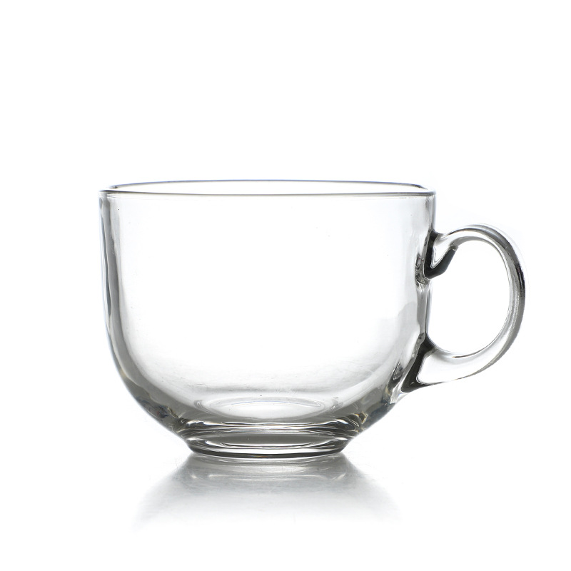 Oat Lotus Root Powder Breakfast Cup Clear Glass Household Large Capacity Cereal Milk Cup Coffee Cup Handle Water Cup Item Picture