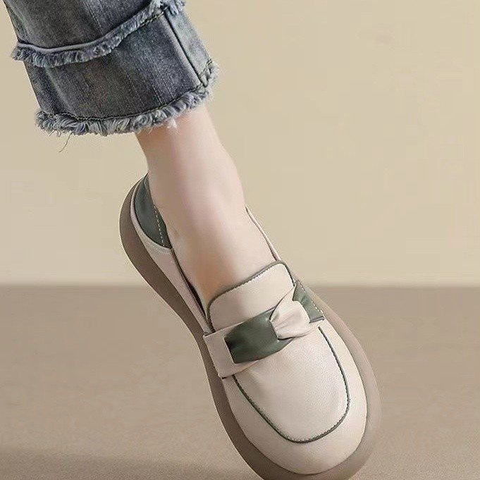 孕妇休闲小皮鞋女2025春季新款百搭网红软底一脚蹬豆豆鞋平底单鞋详情2