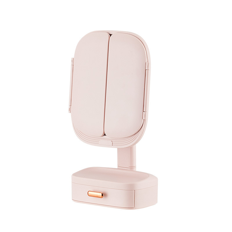 LED makeup mirror tabletop mirror creative three fold with lamp fill light student dormitory charging foldable home 0414-3025 Item Picture