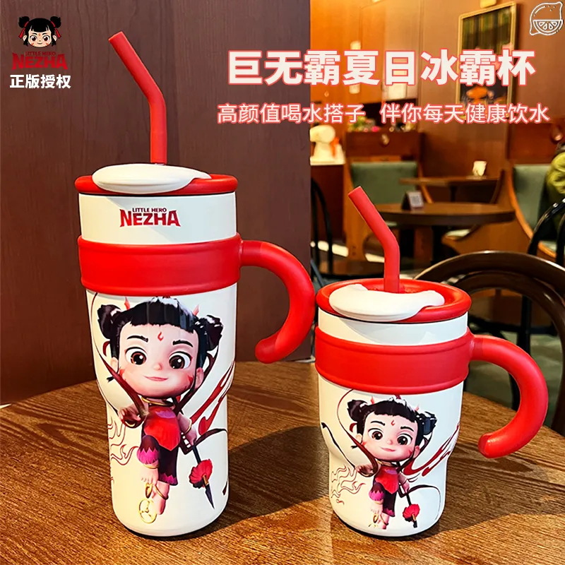 带手柄吸管杯高颜值可爱316不锈钢大容量保温杯新款杯子批发