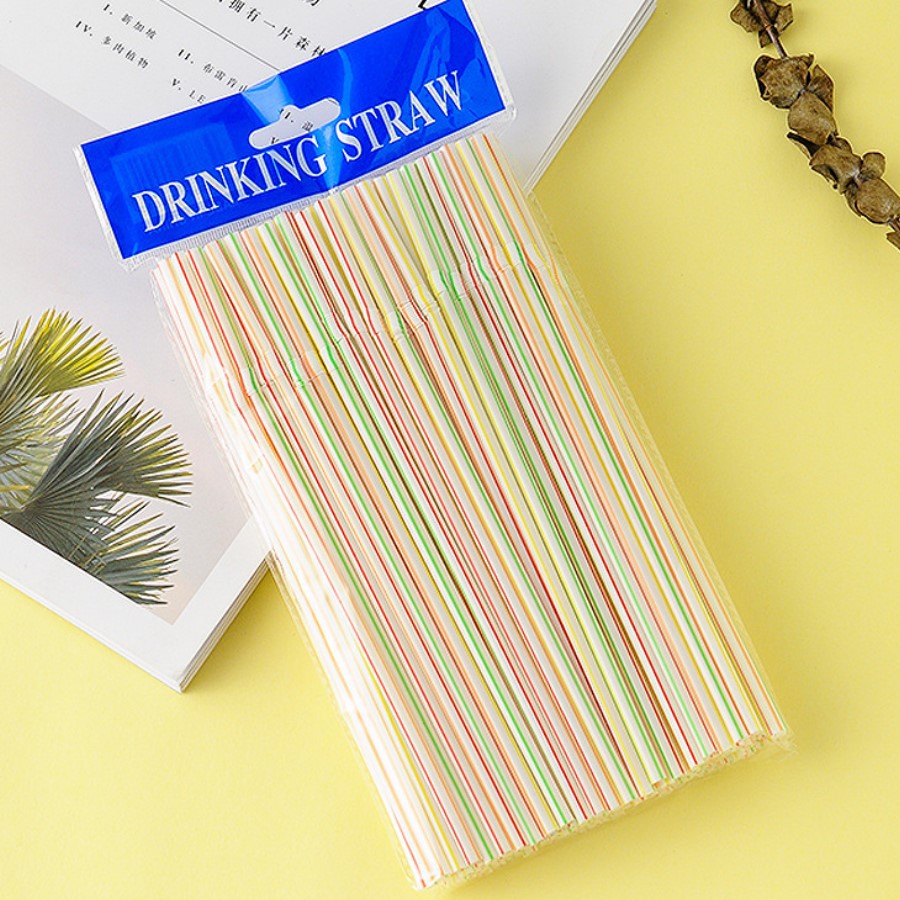 Disposable colored elbow plastic 100-piece straws that can be bent and lengthened for juice drinks, milk tea and soy milk