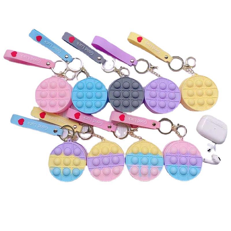 Bubble music pinch music decompression rodent control pioneer children's portable storage silicone purse key chain manufacturers wholesale cartoon mini purse round