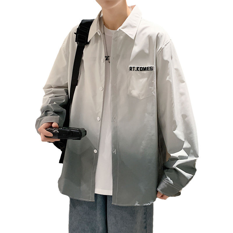 New summer fashion gradient shirt for teenagers, long and short sleeves, high-quality student shirt jacket for junior and senior high school students Item Picture