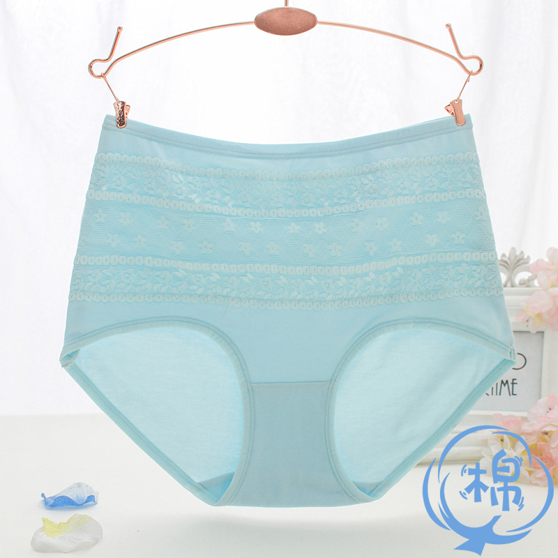 Pure cotton underwear for women, mid-high waist with a small potbelly, women's triangle pants, lace jacquard women's underwear manufacturer wholesale Specification image