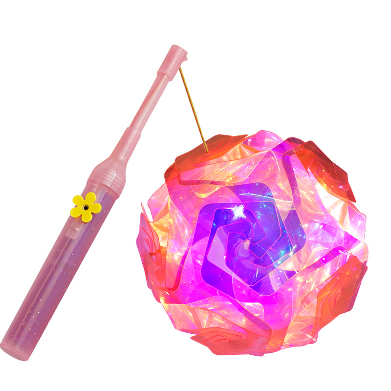 新款花灯led灯笼 春节元宵灯儿童磨砂镭射炫彩萤光diy手工手提灯详情图5