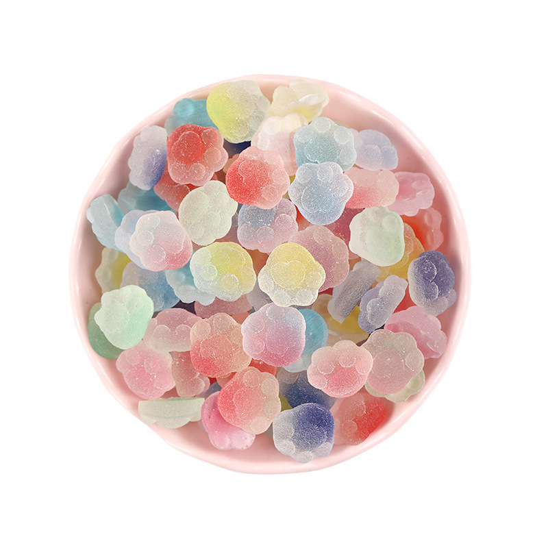 New resin accessory cartoon gradient cat paw gummy candy simulation food toy diy cream rubber phone case patch material Item Picture
