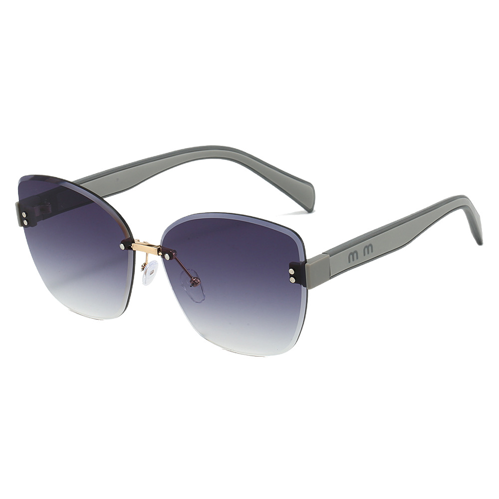 2025 New women's sunglasses, European and American fashion frameless trimmed sunglasses, slimming and UV-protective sunglasses Item Picture