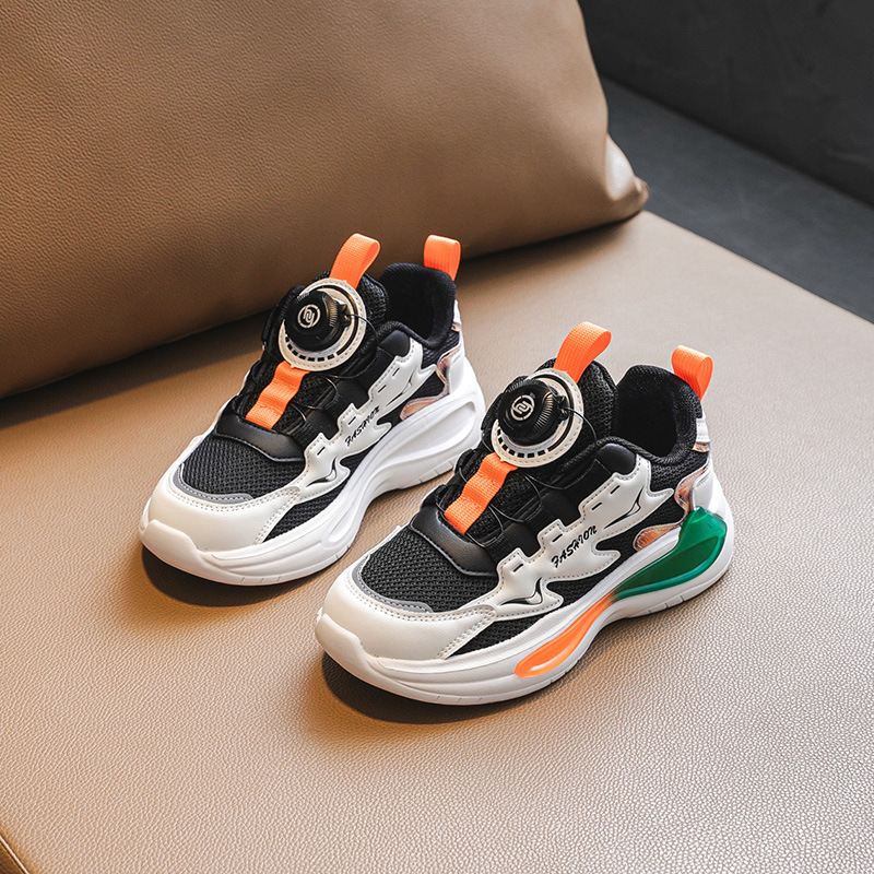 Boys' Sneakers Plus Fleece 2022 Rotary Button Basketball Shoes Children's Casual Shoes Fall And Winter Boys' Sneakers Net Shoes details Picture