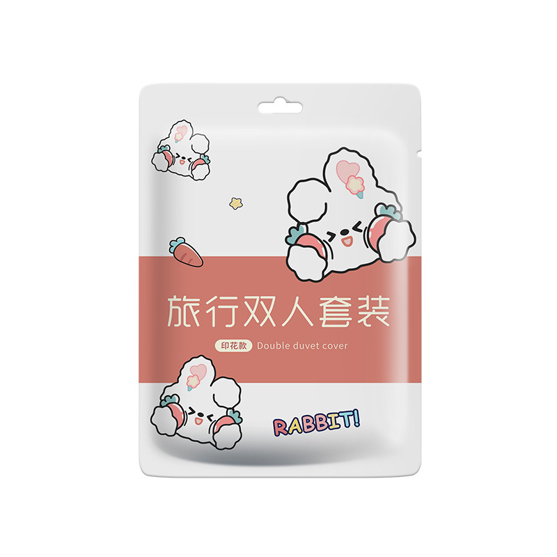 Travel four-piece set, printed disposable bed sheet set, dirt-proof sleeping bag, hotel bedding, pillowcase and quilt cover wholesale Item Picture