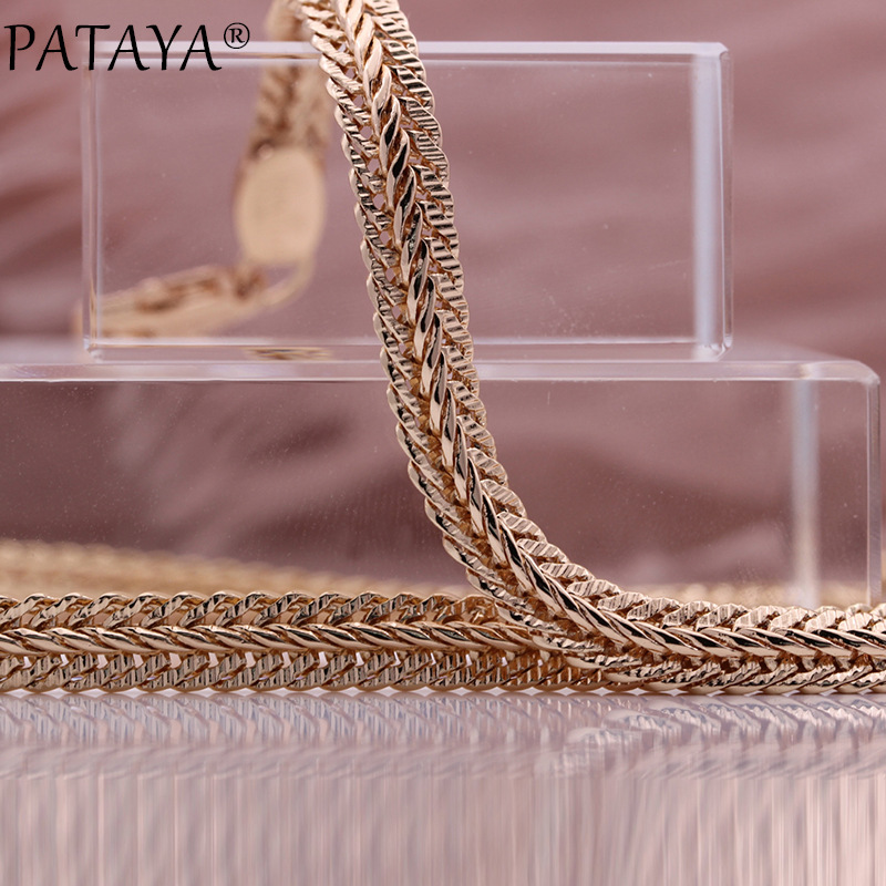 PATAYA585 rose gold true gold color retention electroplated cross-border direct supply fashionable set copper bracelet necklace matching details Picture