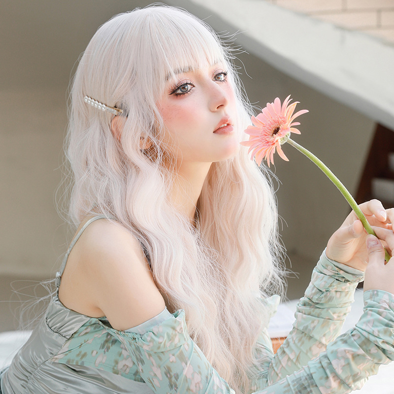 Wholesale of European and American wigs for women with long, slightly curly, wavy, natural and fluffy hair, a complete set of popular full-head wig for women Specification image