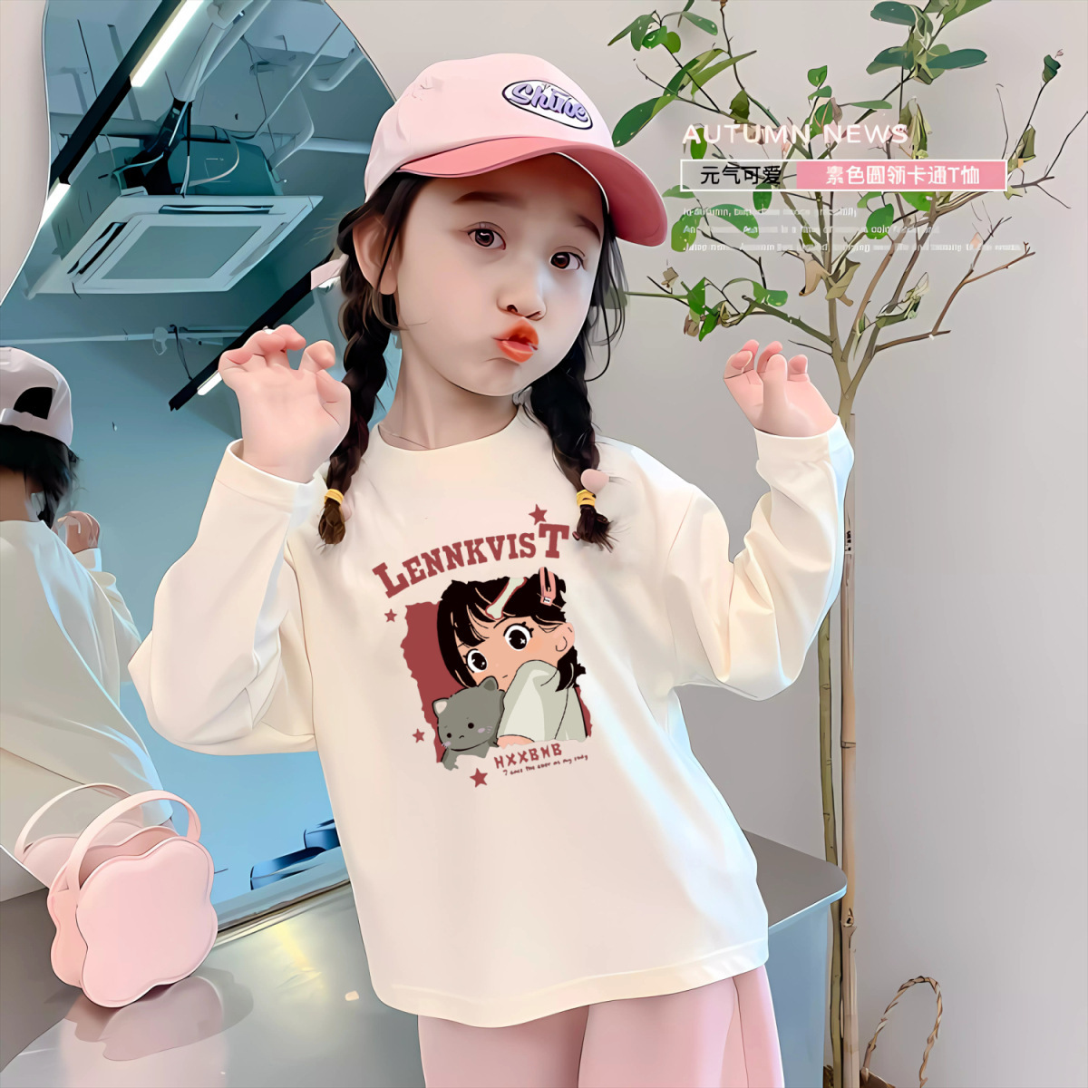 童装女童短袖韩版/女童白T/童装/男宝童装/服装儿童短袖韩版产品图