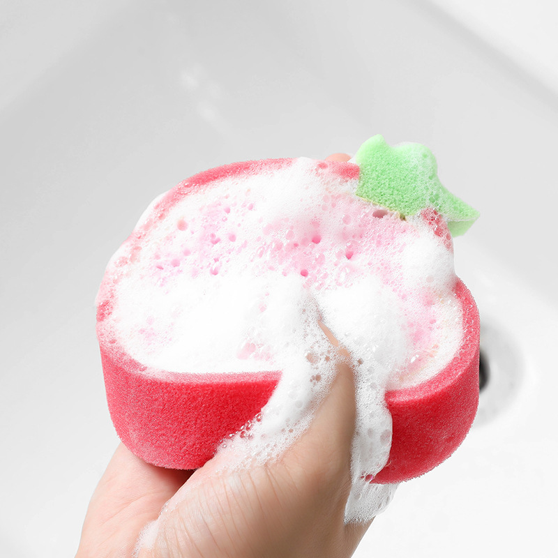 Wholesale of thickened fruit-style sponge, multi-functional decontamination, cleaning and dishwashing sponge details Picture