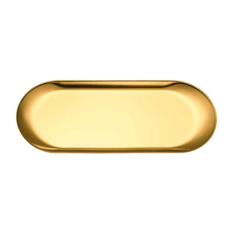 Korean Stainless Steel Barbecue Small Plate Gold Oval Small Tray Restaurant Cuisine Sushi Plate Light Luxury Snack Plate Specification drawing
