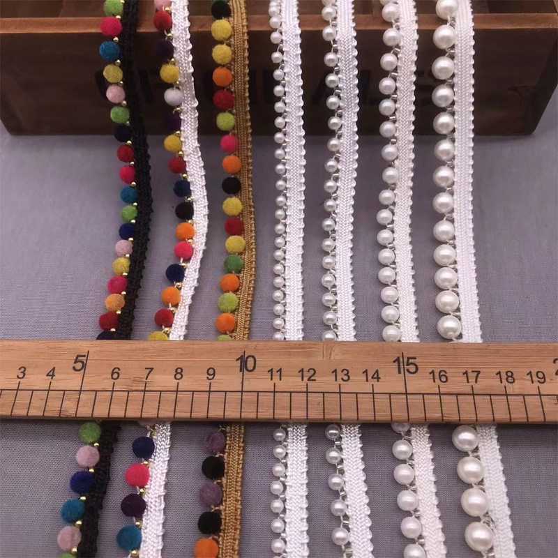 New Handmade Unilateral Size Specifications Pearl Chain Ribbon Lace Diy Clothing Collar Luggage Accessories details Picture