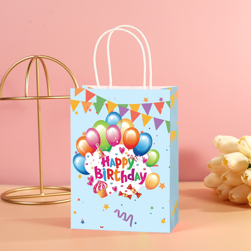 Birthday balloon cake gift bag, exquisite color-printed children's birthday hand-held paper bag, hand-held bag with self-adhesive packaging Item Picture