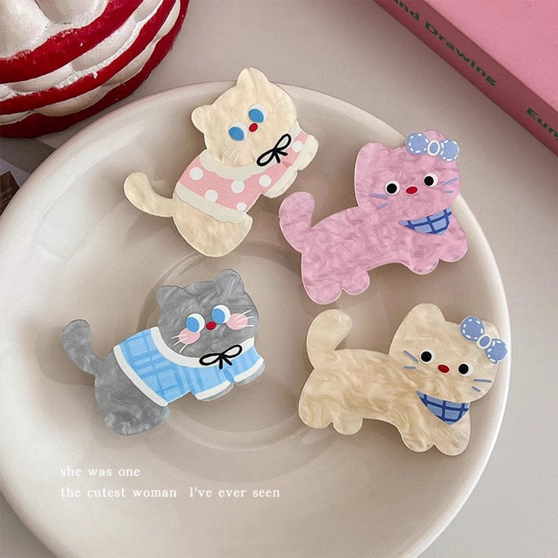 可爱卡通猫咪发夹配件DIY儿童饰品亚克力贴片