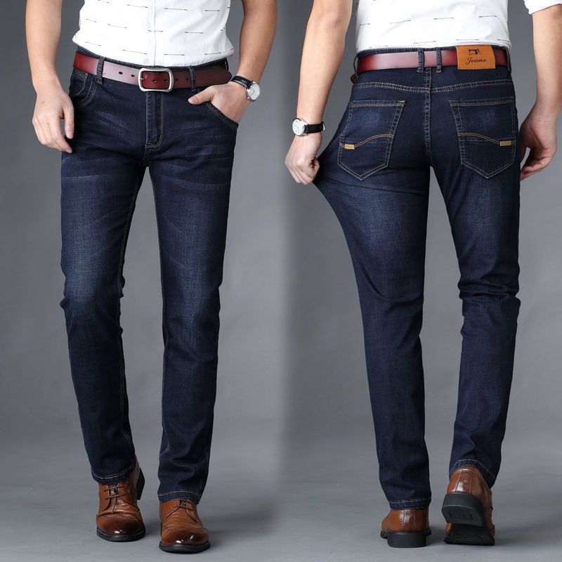 Summer loose, large-sized business casual jeans for export, straight leg pants for young people, men's clothing trade long pants details Picture