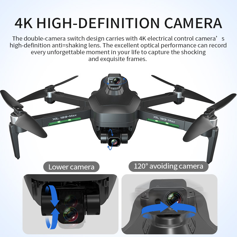 193MAX Obstacle Avoidance drone, three-axis mechanical gimbal, 4K high-definition aerial photography, GPS, brushless quadcopter Item Picture