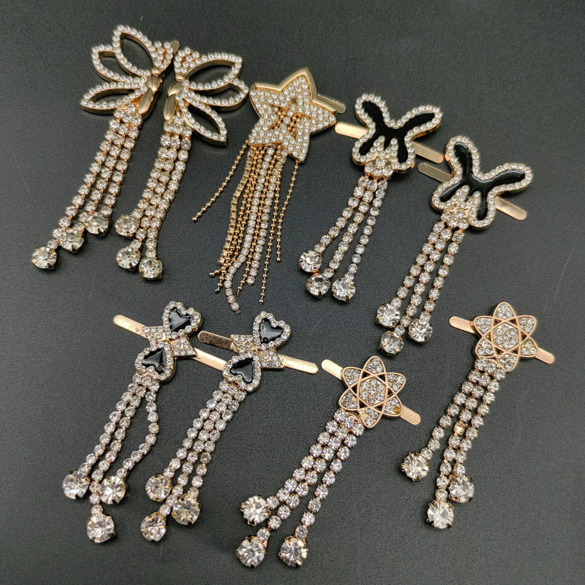 Wholesale Metal Tassel Shoe Accessories Diamond Chain Shoe Buckle Burn Welding Buckle Shoes Flower High Heels Clothes Bag Diy Accessories