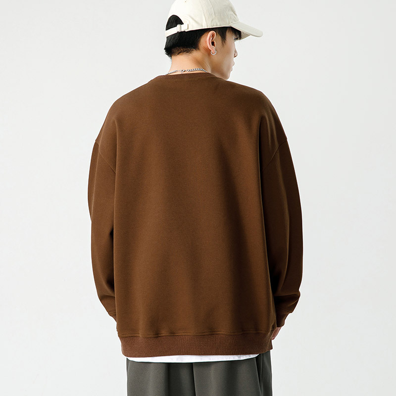 New men's long-sleeved T-shirt for warm spring and autumn, a trendy men's brand with a loose cotton base layer Specification image