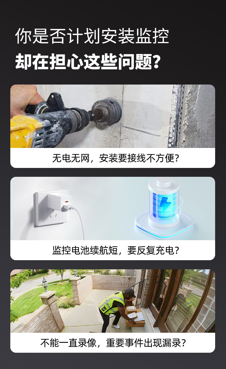 Monitor Shenmu Outdoor 4G solar camera, 360-degree panoramic view, mobile phone remote high-definition night vision, intelligent sound and light alarm pic 2