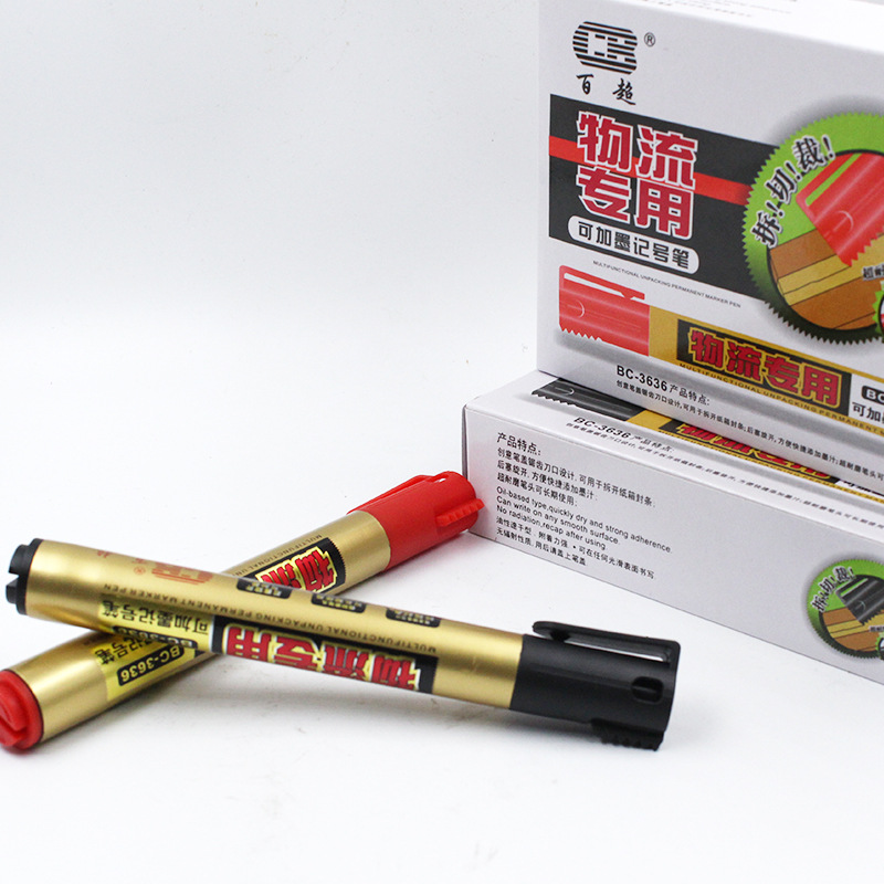 Logistics specialized wholesale large-capacity thick-tipped marker pens, ink-refilling, oil-based, single-tipped, wear-resistant, line-drawing, large-headed pens Application Scenario