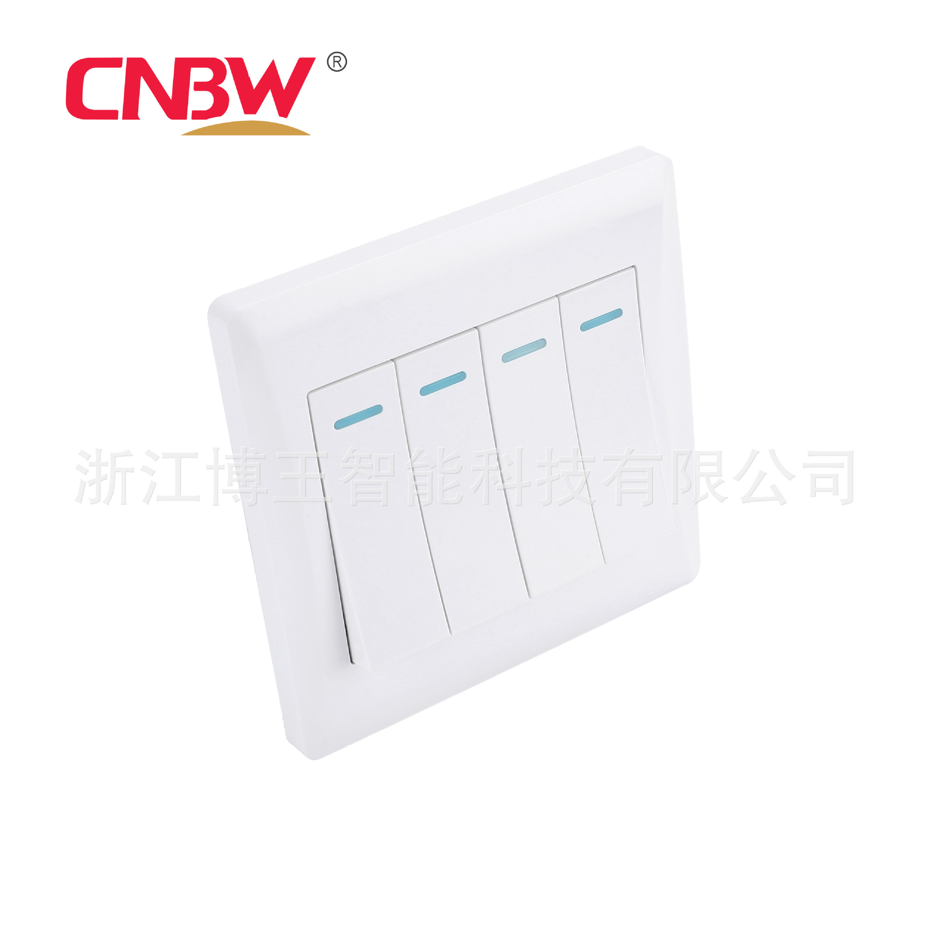White Bright Wall Switch Quad-Open 4 Position Single Control/Double Control With Luminous National Electromechanical Cross-Border Export details Picture