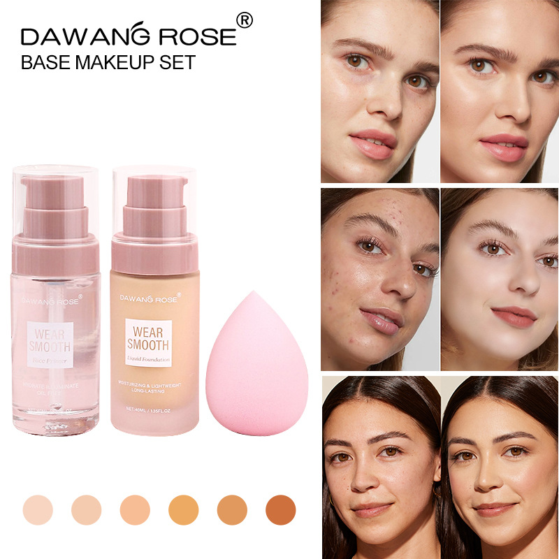 跨境化妆品粉底液套盒遮瑕粉底持久不脱妆粉底膏美妆彩妆定妆