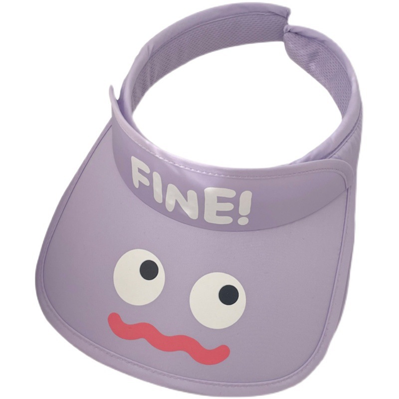 Wholesale of Korean version of children's empty top hats with cute baby expressions, sun hats for boys and girls in summer, and wide-brimmed sun protection hats Item Picture