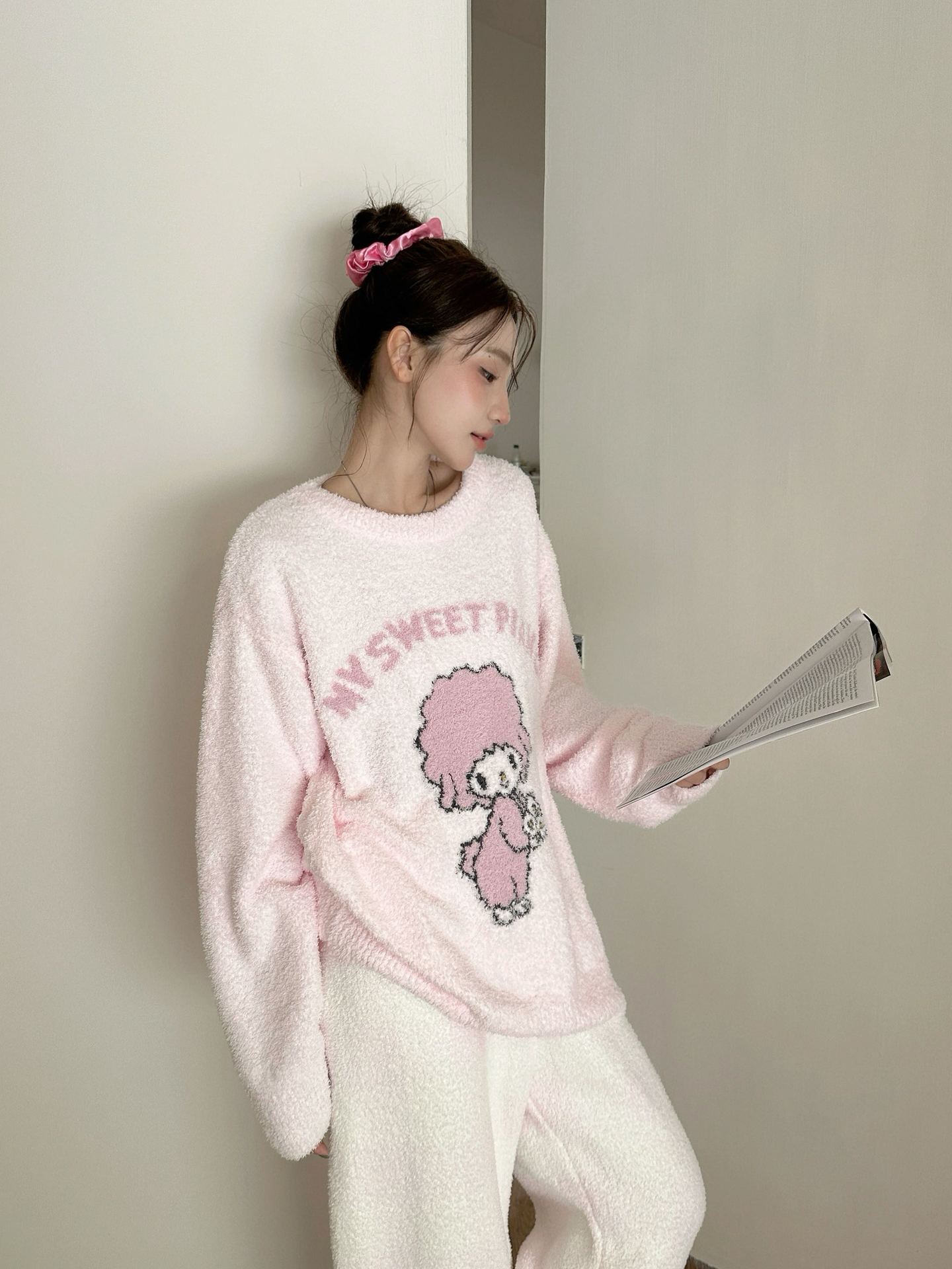 卡通活泼可爱猫咪女款家居睡衣休闲秋冬长袖长裤套装大码套头款详情41