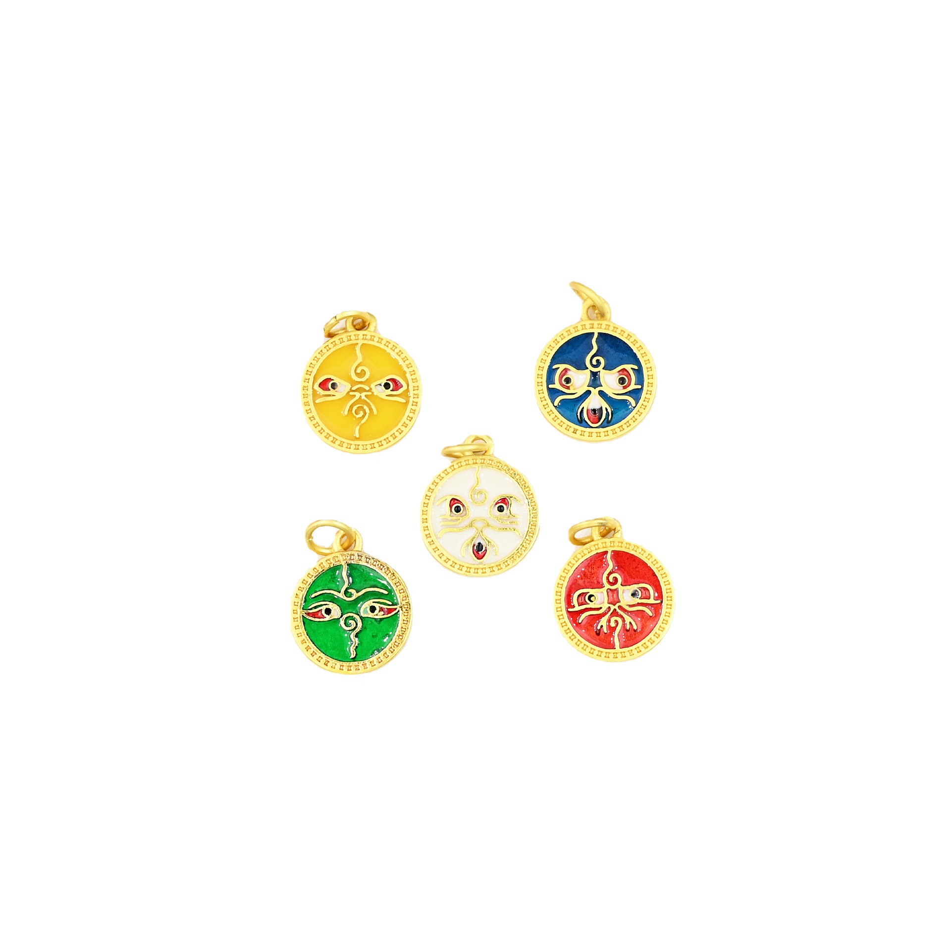 Ancient Gold Color Dripping Oil Pendant Enamel Color Five Way God Of Wealth Separated Beads Pendant Diy Bracelet Necklace Jewelry Accessories Item Picture