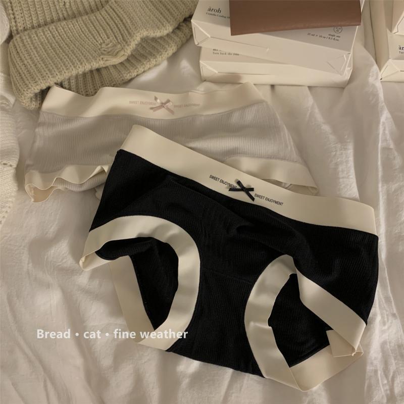 Modal comfortable mid-waist women's summer girls' threaded cotton pure cotton crotch seamless breathable Japanese-style girl's triangle pants details Picture
