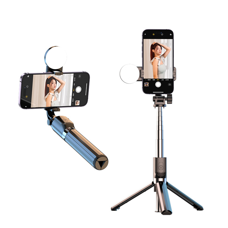 自拍杆/椭圆形充电宝/直播设备/直播灯/三脚架稳定器白底实物图