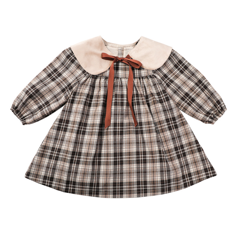 The 2022 new Korean-style checkered dress for fashionable girls is a simple and trendy dress for children. It's a trendy autumn dress for girls Item Picture
