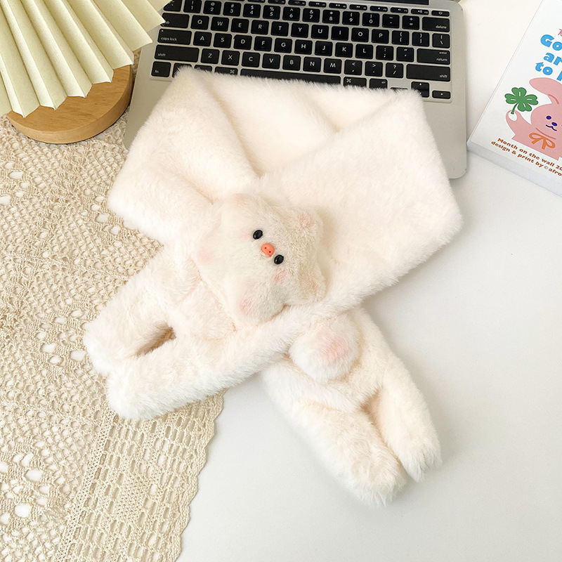 Cute cartoon star doll gloves for girls in winter, thickened, fluffy and warm cycling and driving gloves details Picture