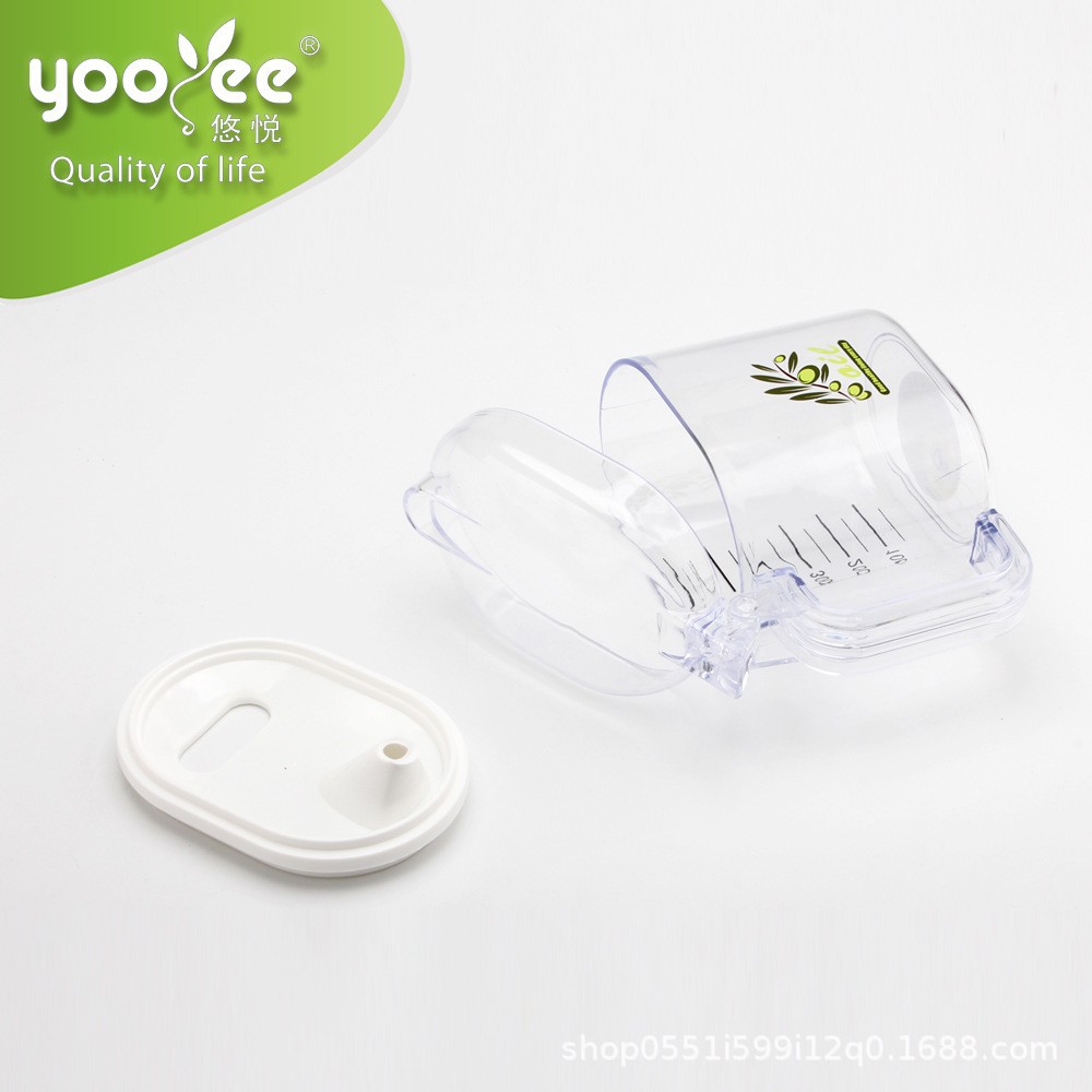 Yuyue plastic 600ml oil pot Transparent household kitchen supplies seasoning pot non-slip handle oil pot seasoning wholesale Specification drawing