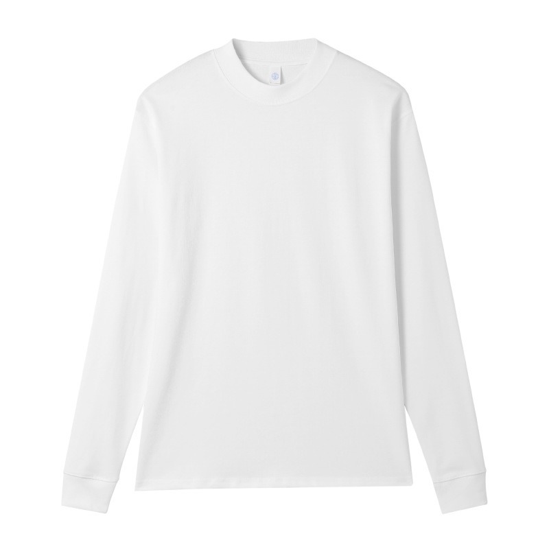 300g brushed pure cotton mid-high neck sweatshirt as a base T-shirt for women's autumn and winter, large-sized loose and long, with a long-sleeved top worn inside Item Picture
